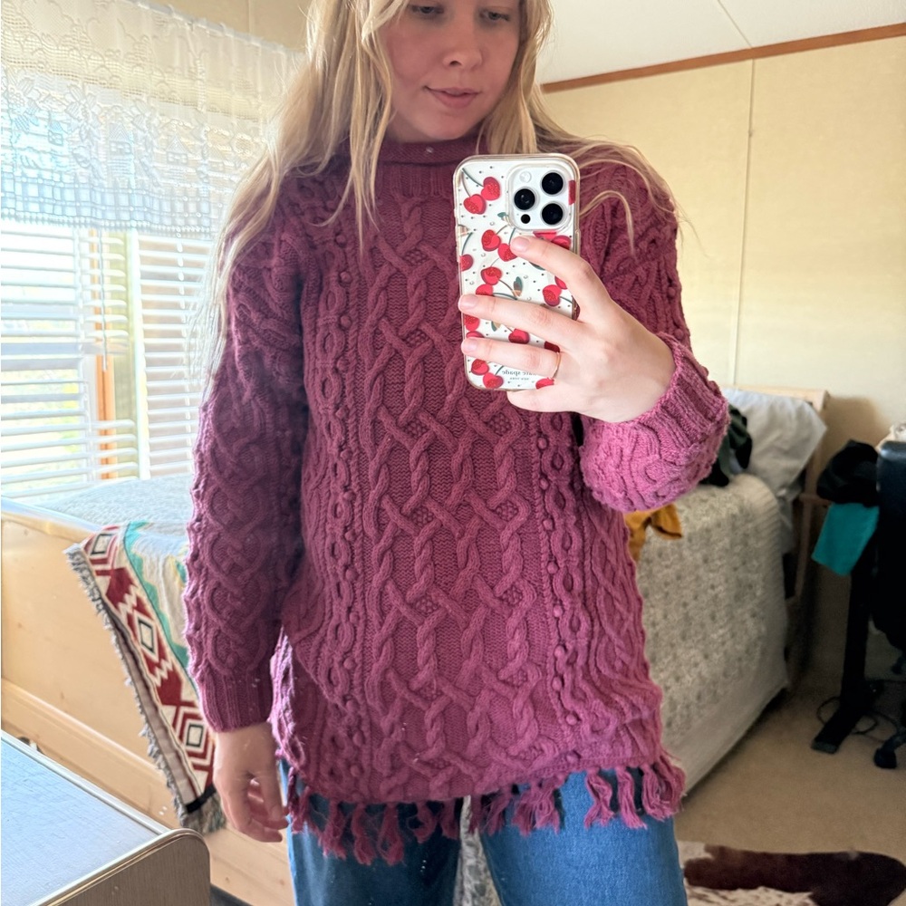 Vintage Cowl Neck Chunky Knit Sweater